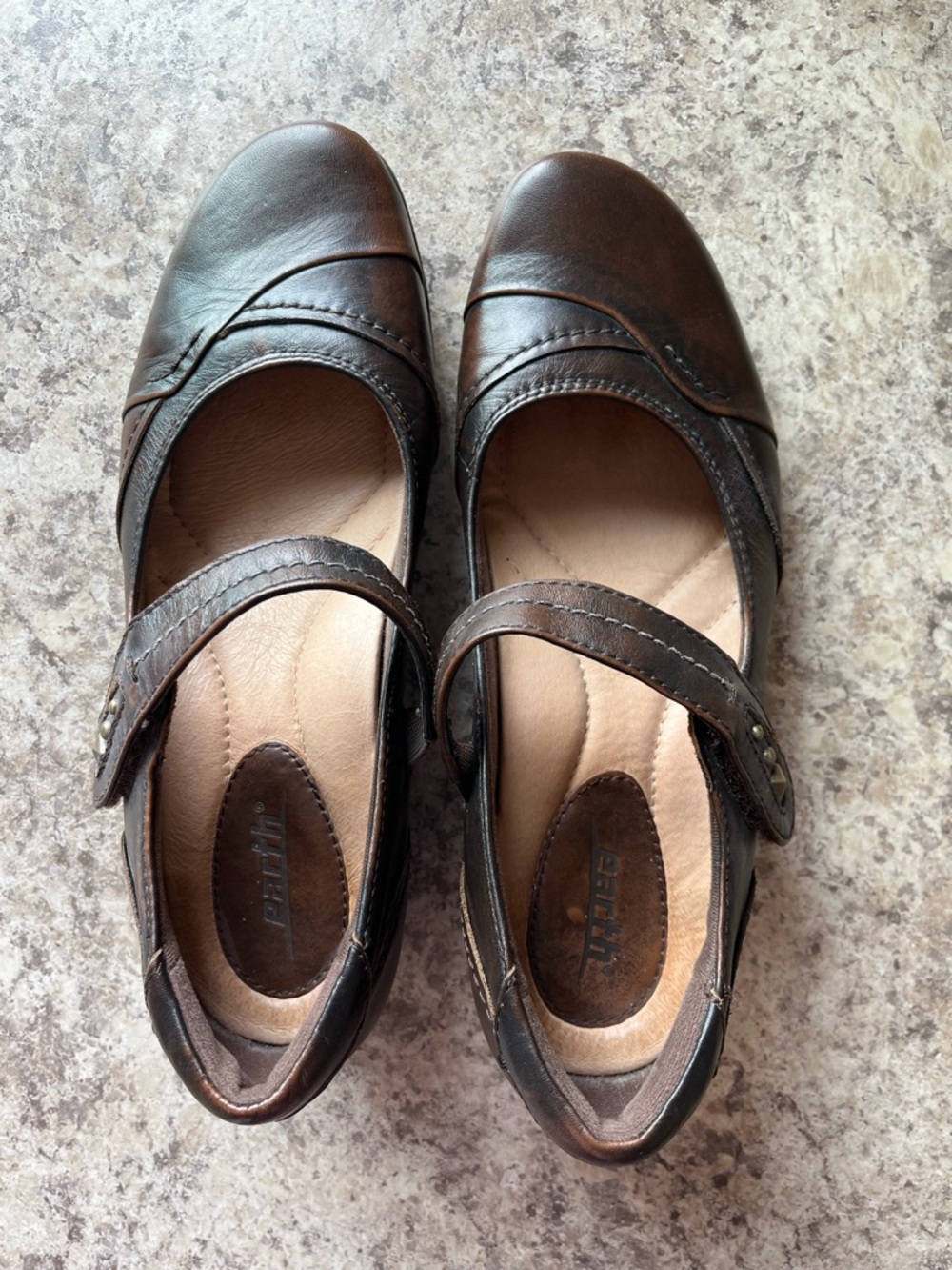 Earth Brown Leather Mary Jane with Strap